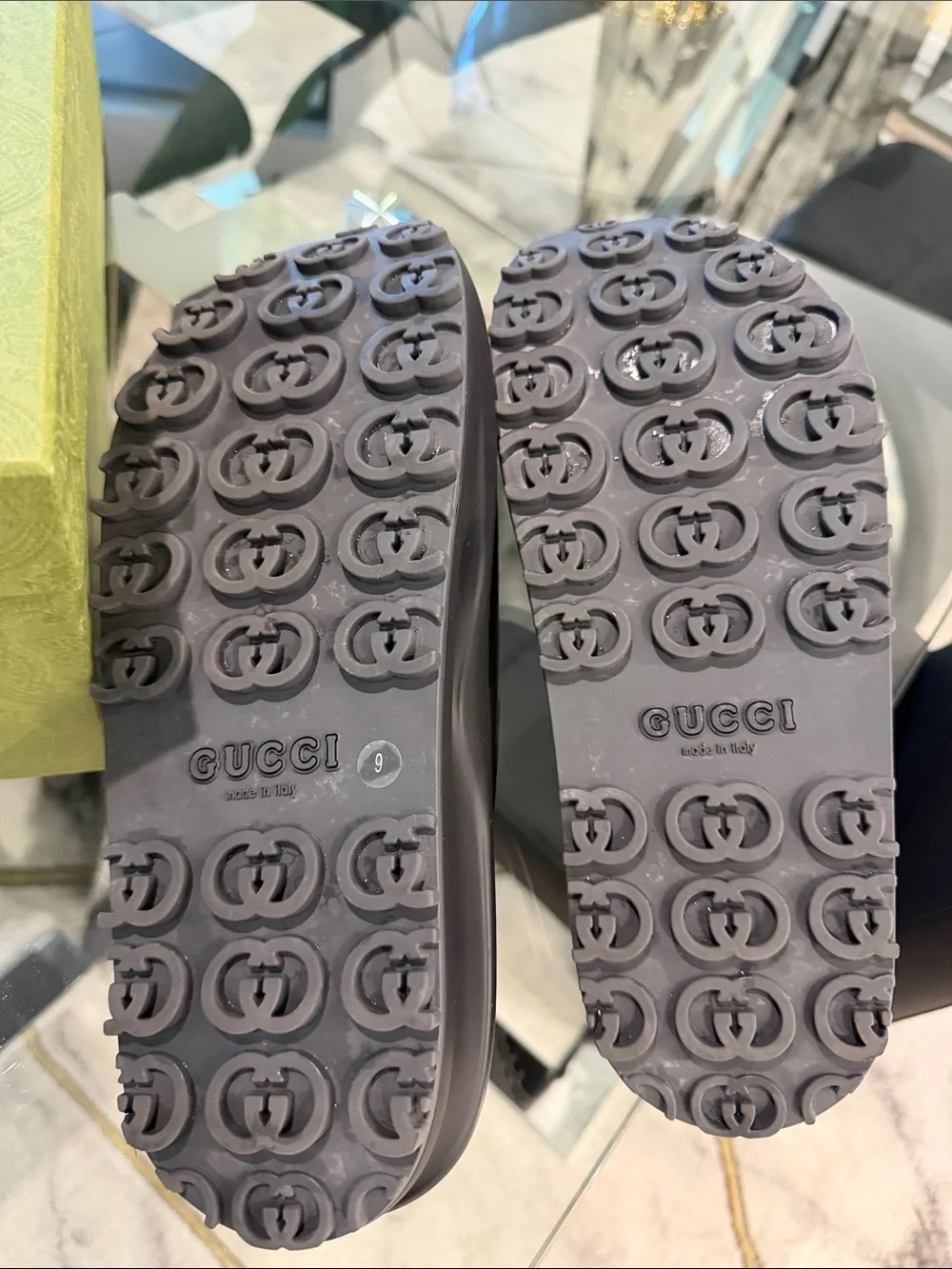 Gucci Matte Black Interlocking GG Slide Sandals